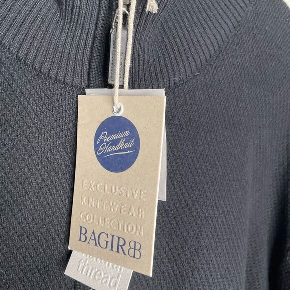 BAGIR premium Handknit Cardigan Men’s Small Zip Up Black Textured Sweater Israel - Picture 3 of 11